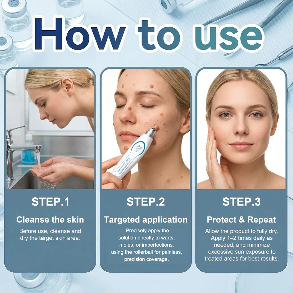 Three-step directions for using the rollerball pen